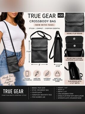 TRUE GEAR CROSSBODY BAG – BLACK (NEW WITH TAGS) A30